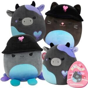 NWT Squishmallows RARE Smithereens Cow, Yoko Octopus, Mariel Cat Drippy Heart